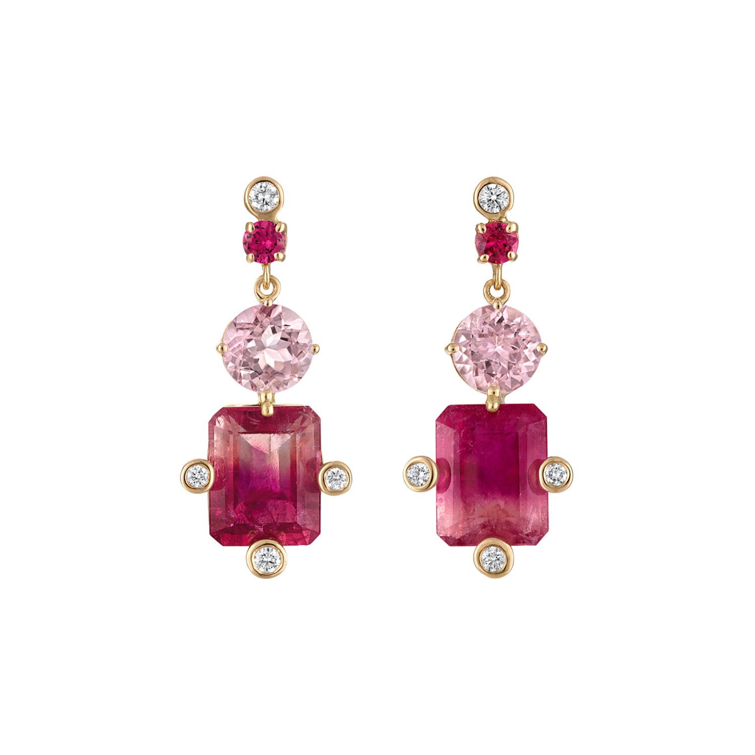 Bicolor Tourmaline Diamond Earrings