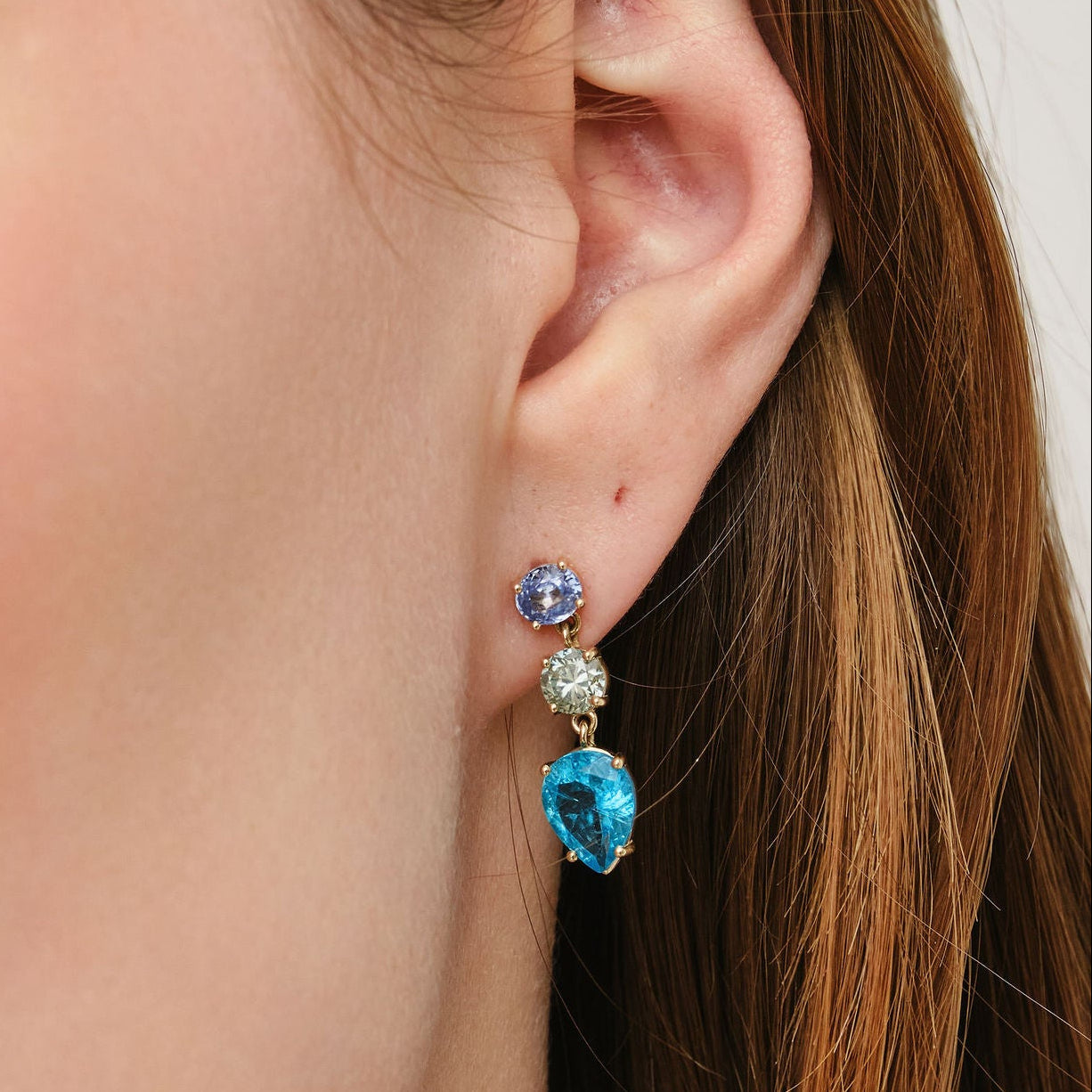 Blue Green Sapphire and Zircon Drops