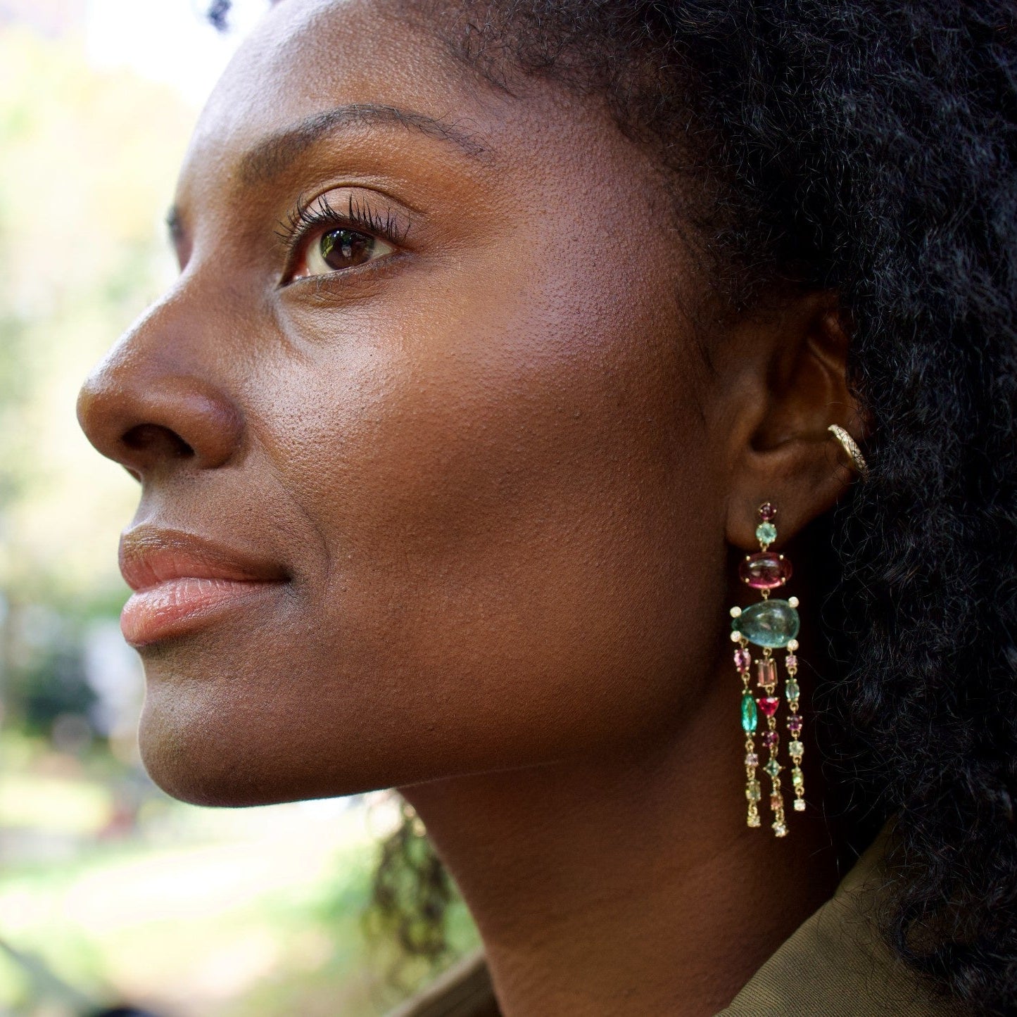 Cab Candy Tourmaline and Diamond Chandelier Earrings