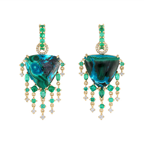 Chrysocholla Emerald Fringe Drop Earrings