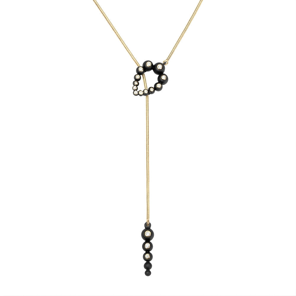 In the Black Bubbles Lariat Necklace