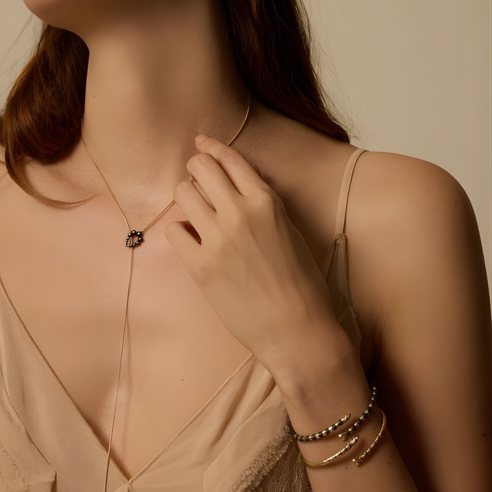 In the Black Bubbles Lariat Necklace