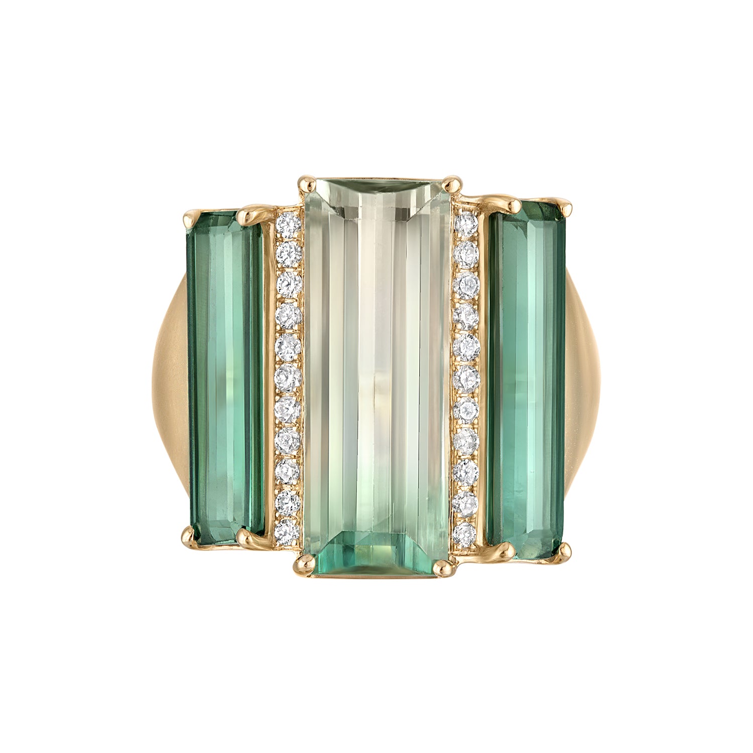 Bicolor and Green Tourmaline Diamond Ring