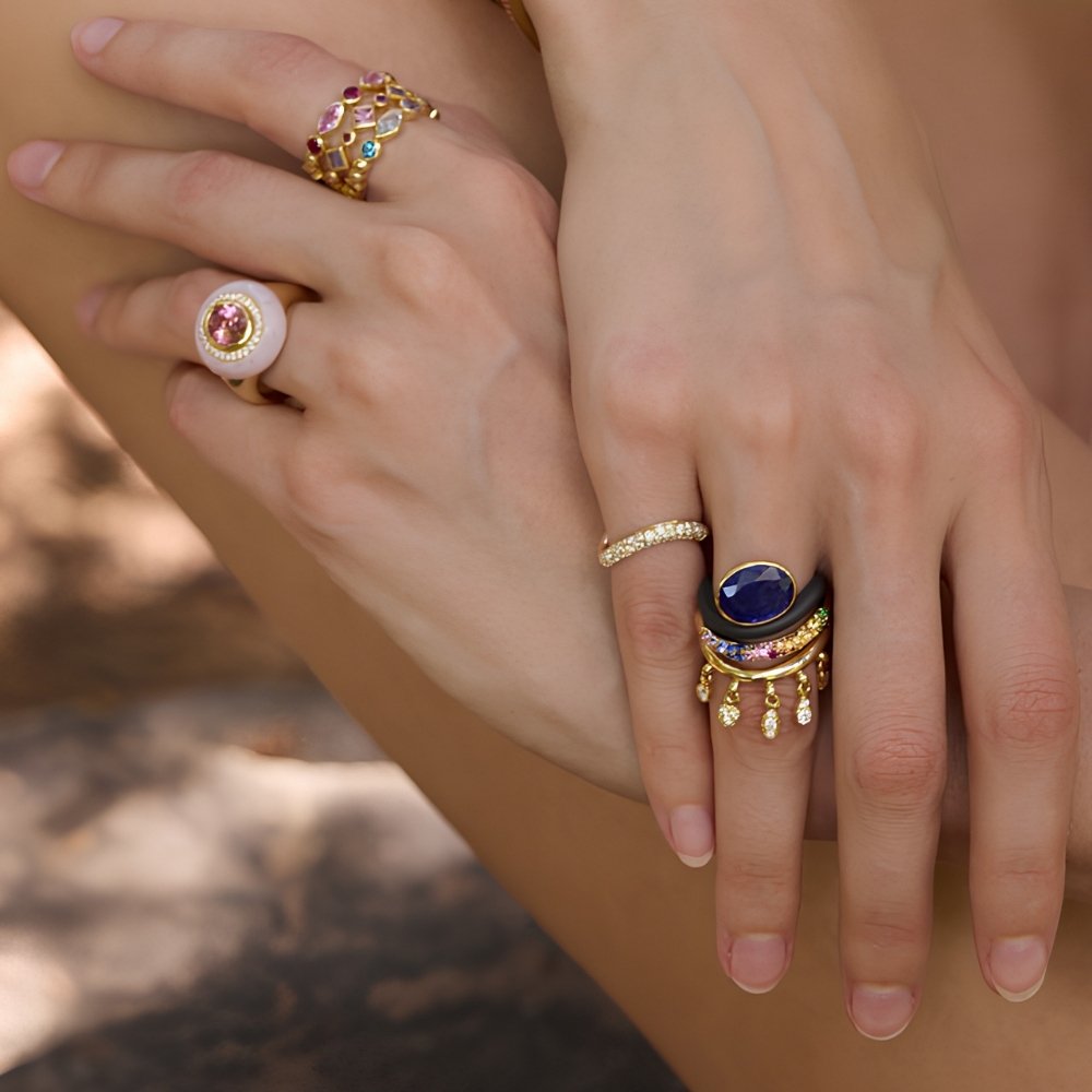 In the Black Stone Wave Ring