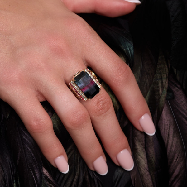 Bicolor Tourmaline & Spinel Ring