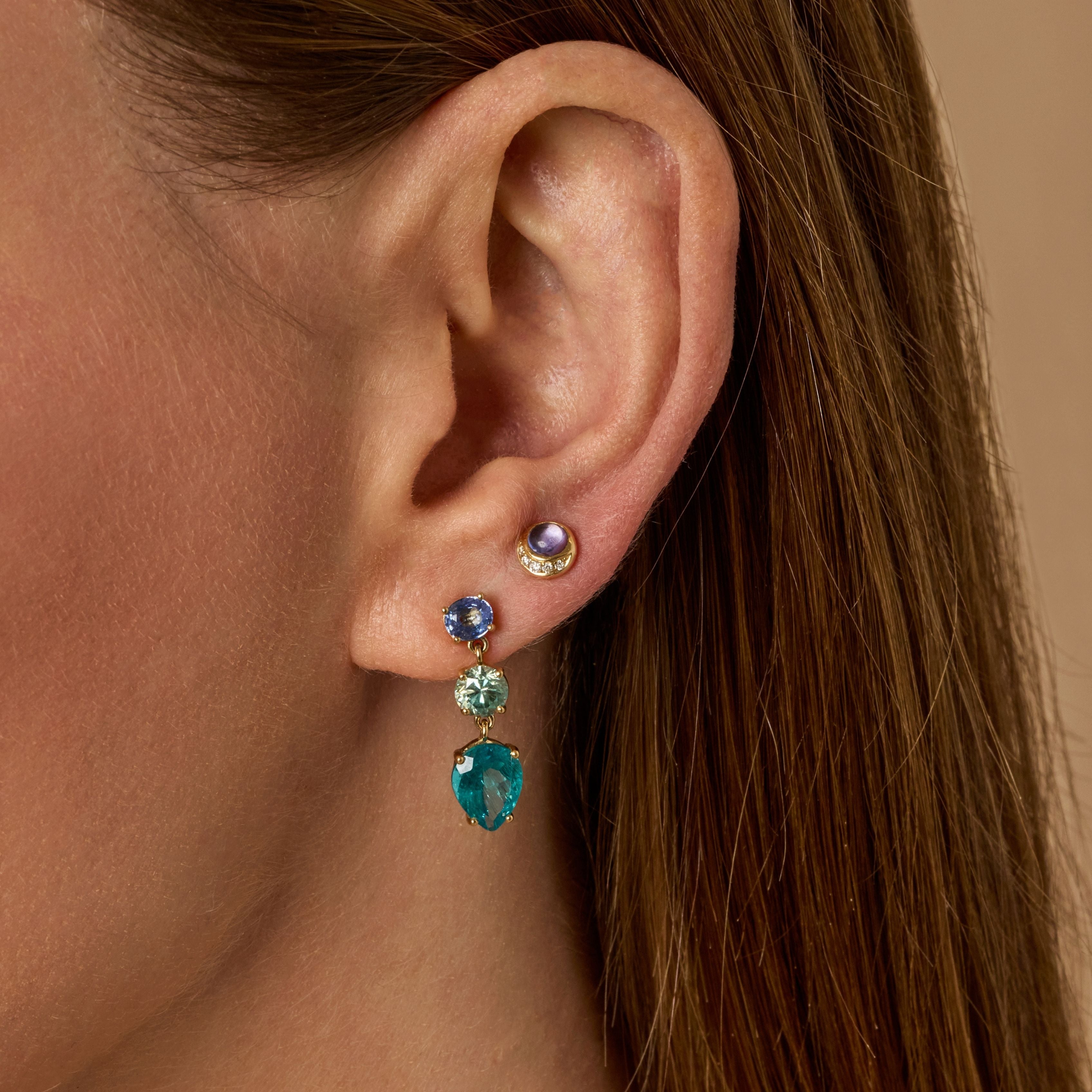 Blue Green Sapphire and Zircon Drops