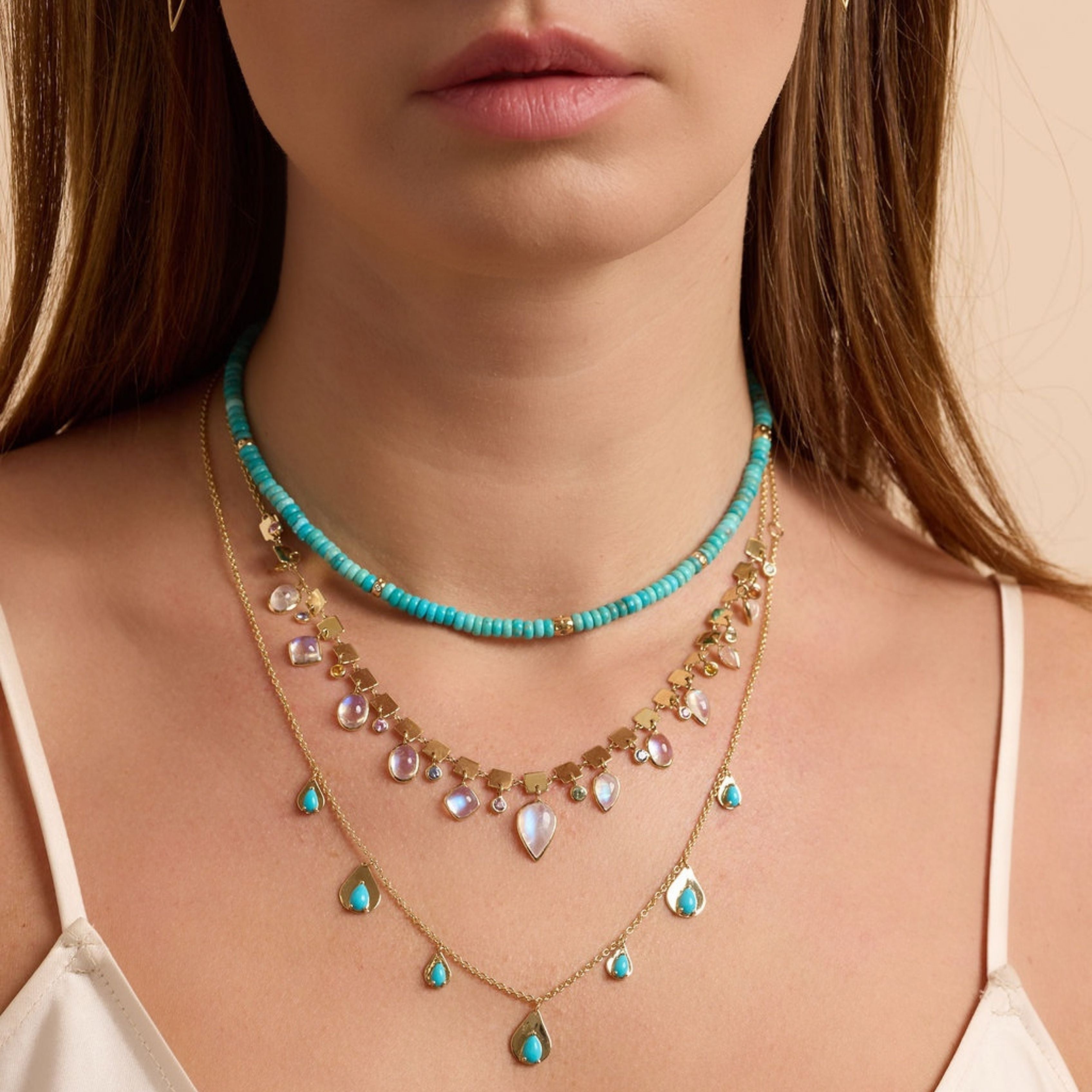 Moonstone Sapphire Rock Candy Shine Necklace