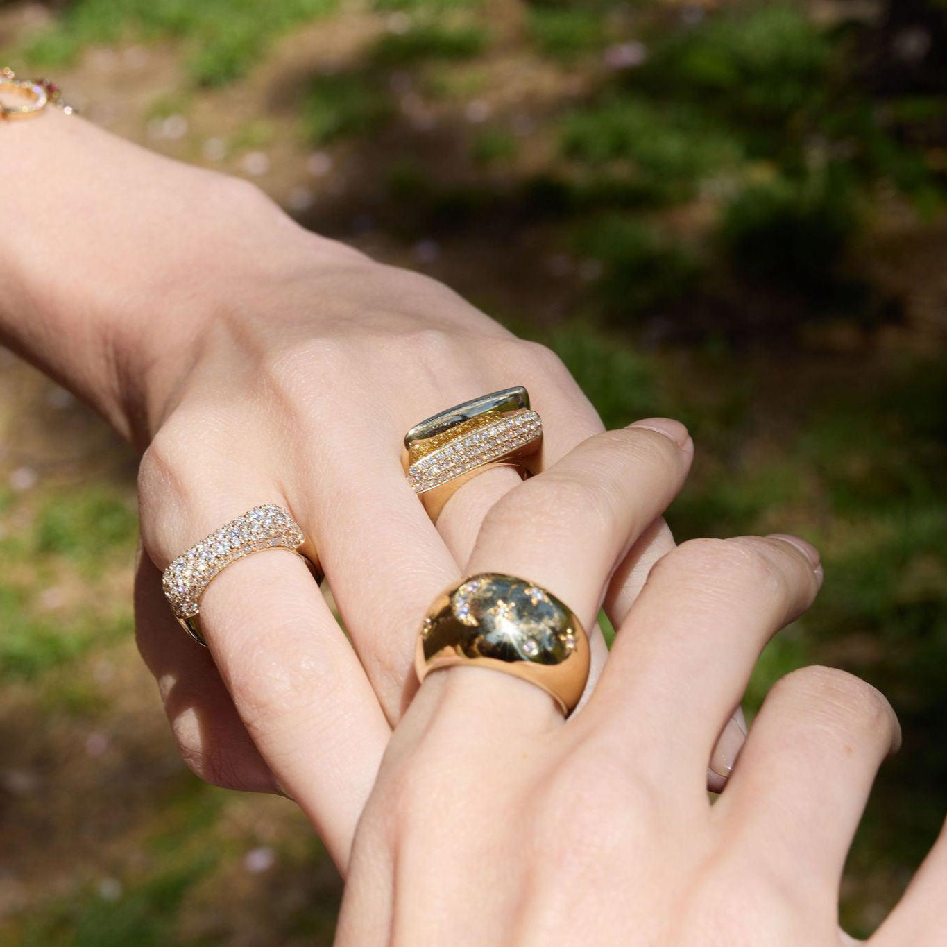 Celeste Dome Rings-Golden rings