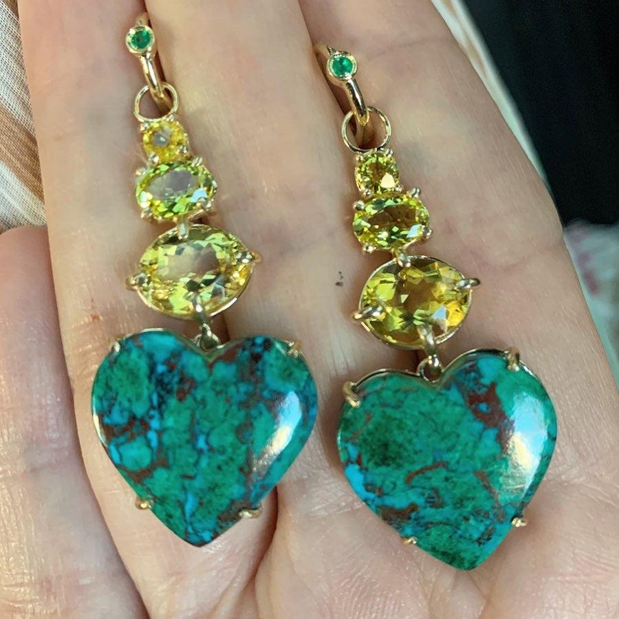 Chrysocolla & Yellow Tourmaline Dream/Love Earrings-Earring-Eden Presley Fine Jewelry