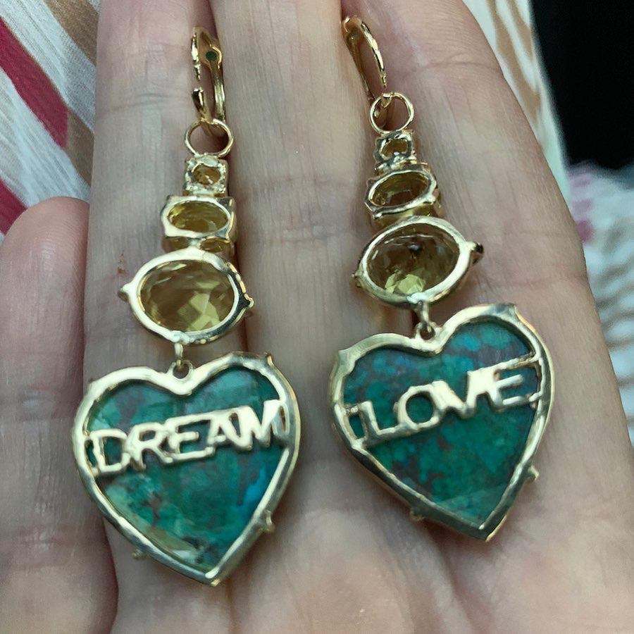 Chrysocolla & Yellow Tourmaline Dream/Love Earrings-Earring-Eden Presley Fine Jewelry