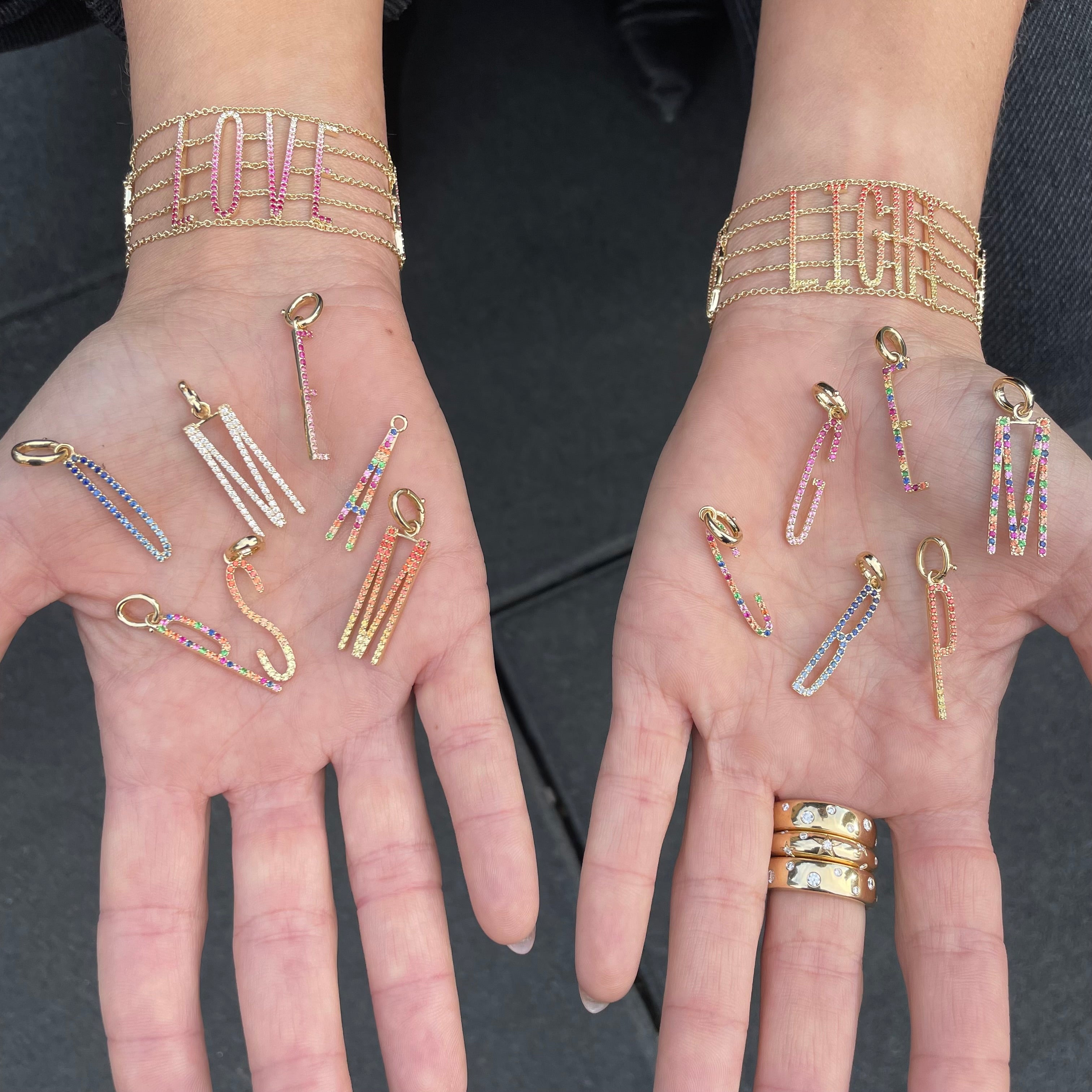 Elongated Ombre Initial Pendants-Necklace, pendant, necklaces-Eden Presley Fine Jewelry