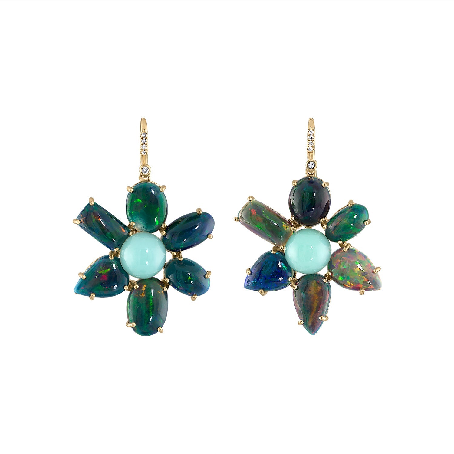 Opal Chrysoprase Flower earrings 2-Earrings-Eden Presley Fine Jewelry
