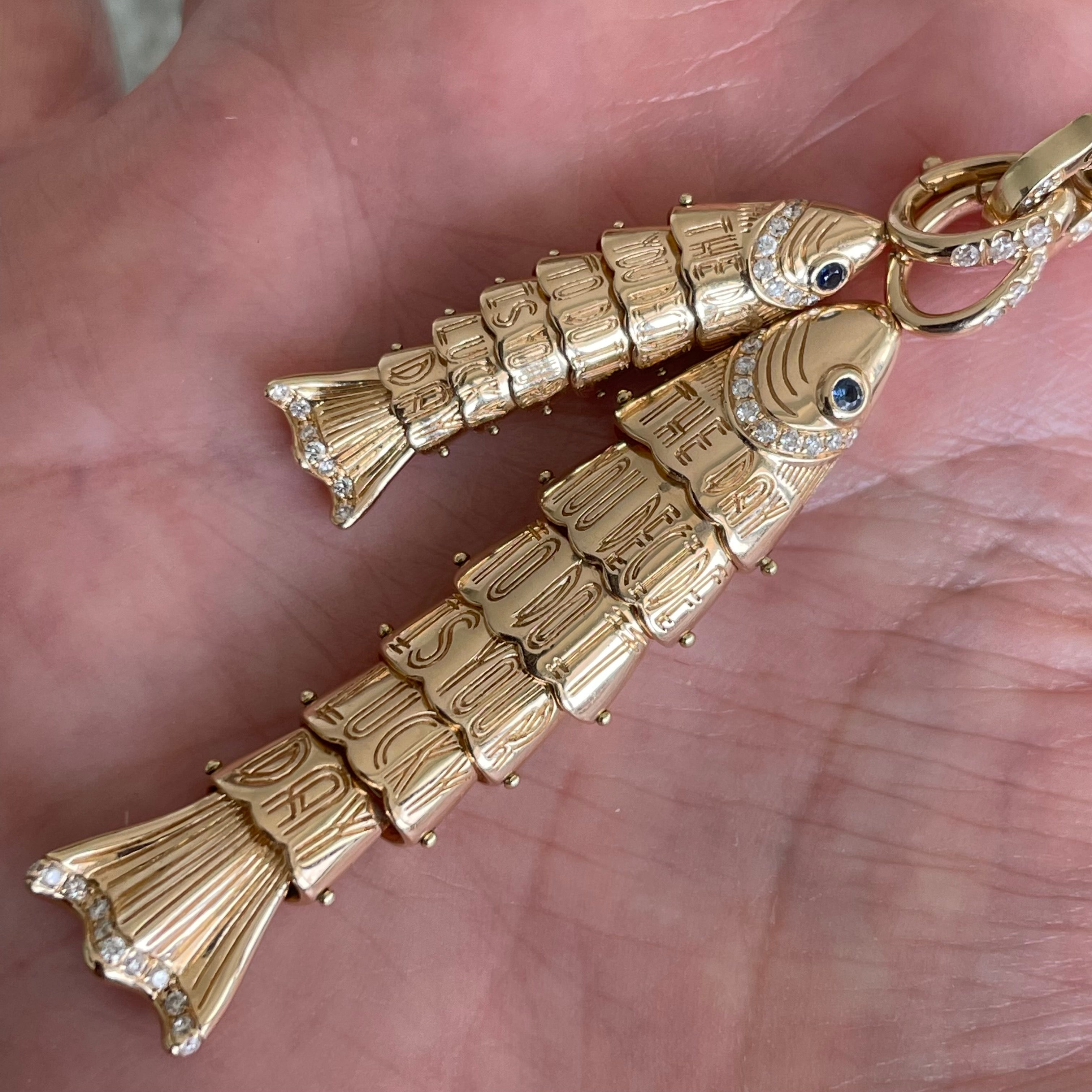Gold and diamond carp pendant, carp fishing necklace, ideal fishermans –  adrian ashley